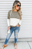 Plus Size Round Neck Colorblock Sweater