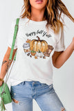 White Happy Fall Coffee Pumpkin Graphic Tee