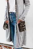 Solid Patchwork Long Striped Cardigan with Pockets