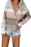 Color Block Deep V Neck Wrap Sweater