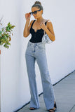 High Rise Slit Anklet Flare Jeans