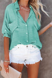 Loose Long Sleeve Buttoned Shirt with Pocket