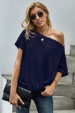 Off-The-Shoulder Slash Neck Casual Loose Fitting Top