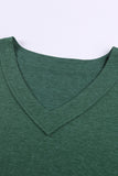 Oversized Mineral Wash Cotton Blend V Neck Short Sleeves Top