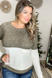 Plus Size Round Neck Colorblock Sweater