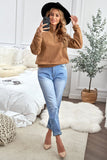Turn-down Collar Long Sleeve Zipper Fleece Pullover Sweatshirt