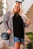 Print Open Front Plus Size Cardigan