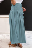Drawstring Smocked High Waist A-line Skirt