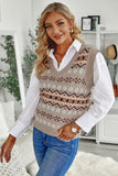 Tribal Print V Neck Knitted Sweater Vest