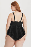 Plus Size Lace Surplice Ruffle One-piece Swimsuit