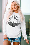 White NASHVILLE Guitar Feather Graphic Print Crewneck Top