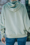 Green Contrast Wide Band Front Drawstring Hoodie