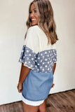 Sky Blue Colorblock Star Print T-shirt