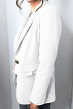 White Lapel Collar Button Pocket Blazer