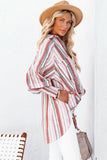 Pocketed Striped Button Shirt with Slits