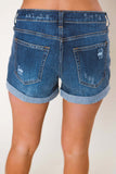 Folded Distressed Denim Shorts