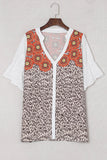 Leopard Mandala Hollow-out Sleeves T-shirt