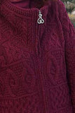 Wine Red Zip-up Open Front Knitted Sweater