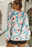 Boho Print Balloon Sleeve Blouse