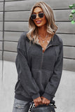 Quilted Patch Half Zipper Sweatshirt