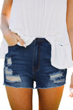 Ripped Jean Shorts with Pockets