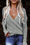 Deep V-neck Long Sleeve Knit Sweater