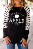 Cider Graphic Striped Leopard Blocked Long Sleeve Top
