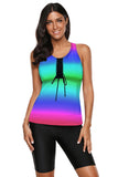 Ombre Print Racerback Tankini Swimsuit