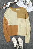 color Crew Neck Contrast Color Block Sweater