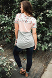 Floral Print Splicing Colorblock Tee