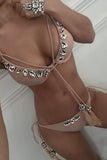 Rhinestone Tassel Bandage Bikini Set