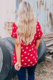 USA Star Print Patch Pocket Blue T-shirt