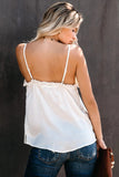 Ruffle Detail Spaghetti Straps Tank