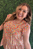 Plus Size Boho Floral Print Ruffle Tiered Top