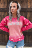 Mama Rhinestone Letter Graphic Tie Dye Pullover