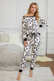 Leopard Print Long Sleeve Pants Loungewear Set