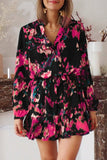 Abstract Print Ruffled Drawstring High Waist Mini Dress