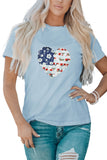 Family Matching American Flag Flower Heart Print Girl's Graphic Tee