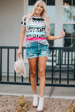 Cow Leopard Striped O-Neck Western Tee