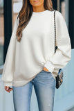 Plain Drop-shoulder Pullover Sweatshirt /Black/Green