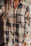 Plaid Pocket Buttoned Long Sleeve Shirt