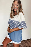 Sky Blue Colorblock Star Print T-shirt