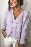 V Shaped Neckline Buttoned Knit Sweater