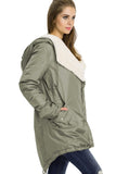 Asymmetric Hooded Fleece Winter Coat