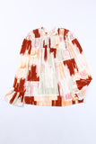 Multicolor Brushstroke Printed Smocking Blouse