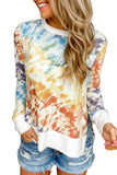 High Low Hem Tie-dye Print Top with Slits