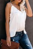 V-Neck Ruffle Adjustable Spaghetti Strap Tank Top