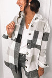Plaid Color Block Buttoned Long Sleeve Jacket with Pocket