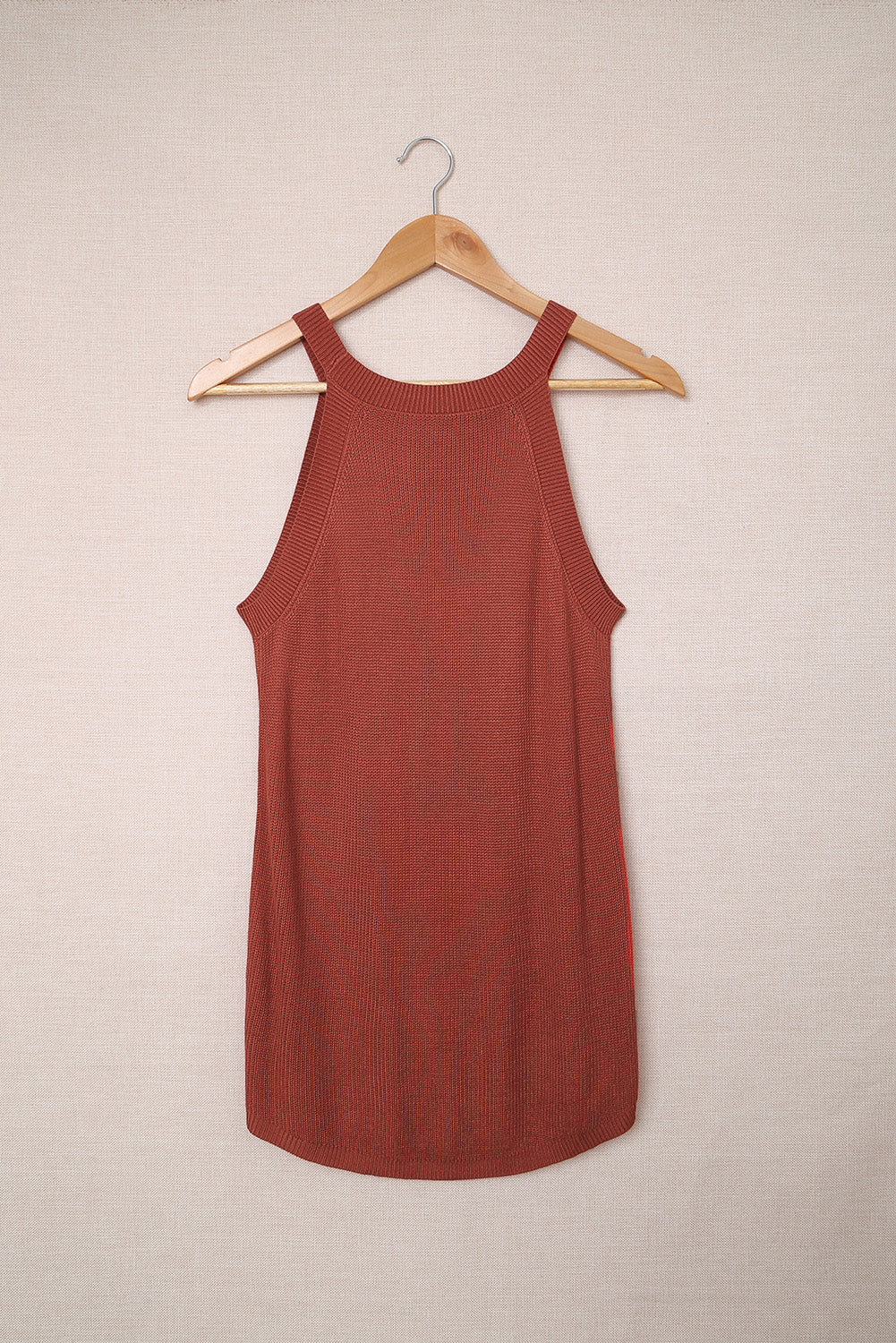 Solid Ribbed Knit Slim-fit Tank