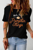 Black Pumpkin Things Graphic Short Sleeve Tee